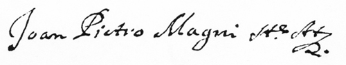 Die Unterschrift von Giovanni Pietro Magni